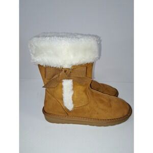 Ocean+Coast Bow Faux Fur Lined Pull On Ankle Boots Women's Size 6.5 EUC
